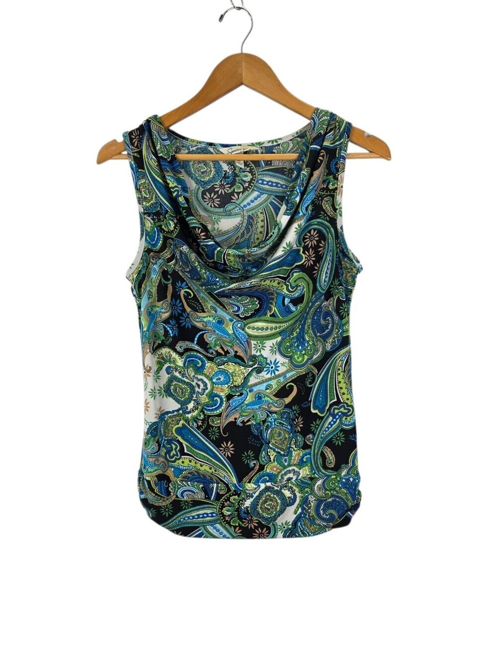 Speechless Women's Medium Multicolor Paisley Cowl Neck Stretch Blouse Y2k 2000s